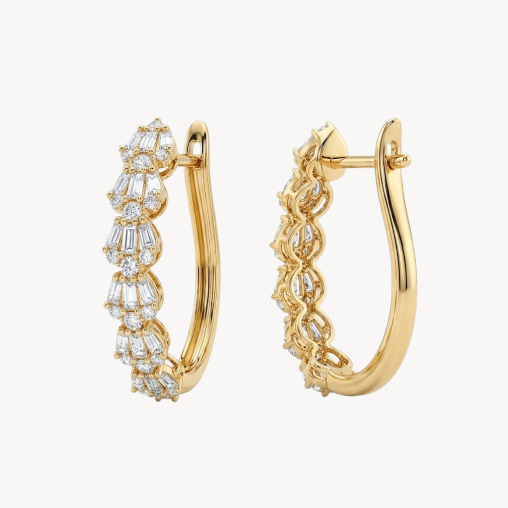 Tanzanite Baguette Hoop Earring