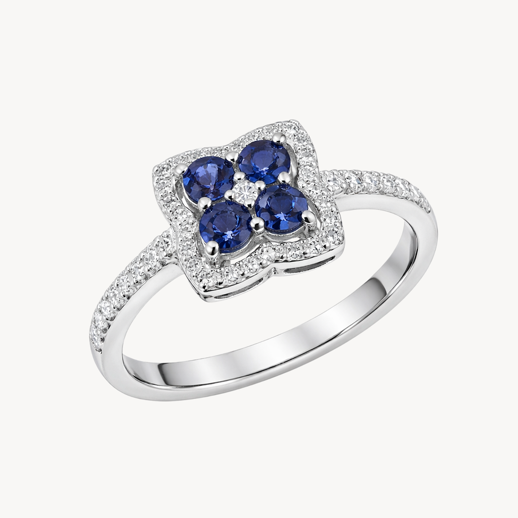 Lustrous Diamond & Sapphire Ring - Vicenza Miami