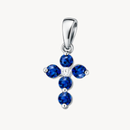 Petite Cross Diamond & Sapphire Pendant