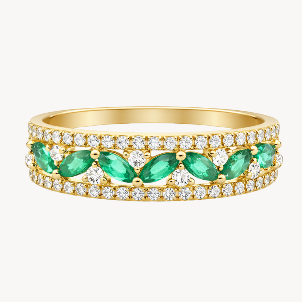 Ornate Diamond & Emerald Ring