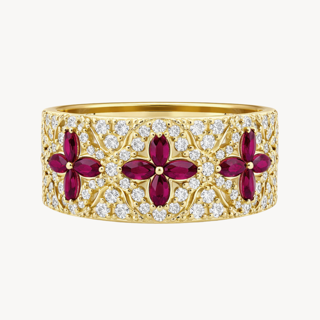Stately Diamond & Ruby Ring