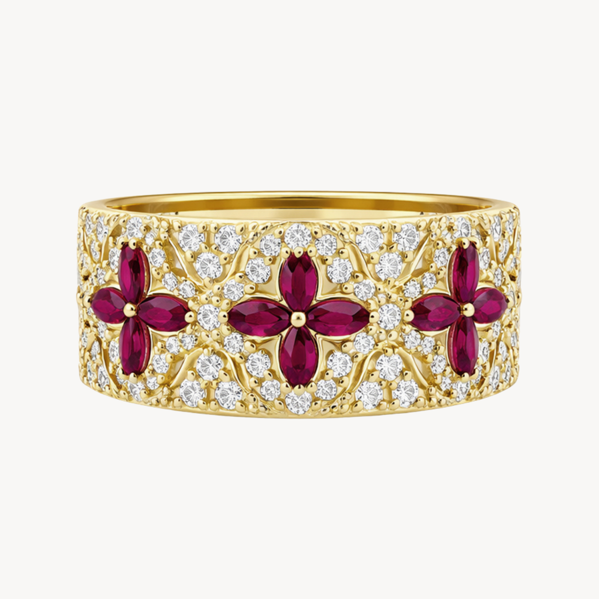 Stately Diamond & Ruby Ring