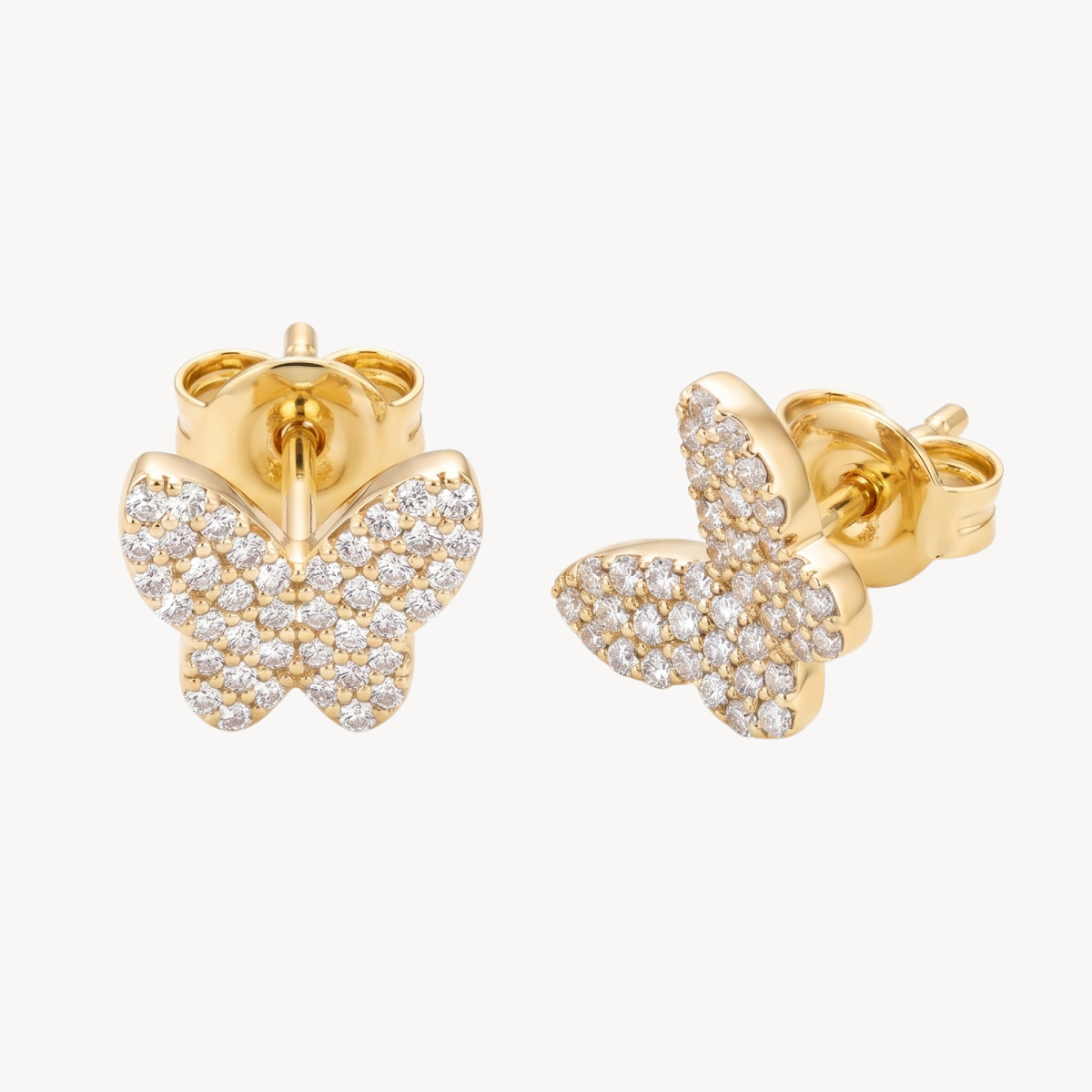 Pave Diamond Butterfly Stud Earrings