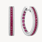 Petite Ruby Diamond Channel Set Hoop Earrings
