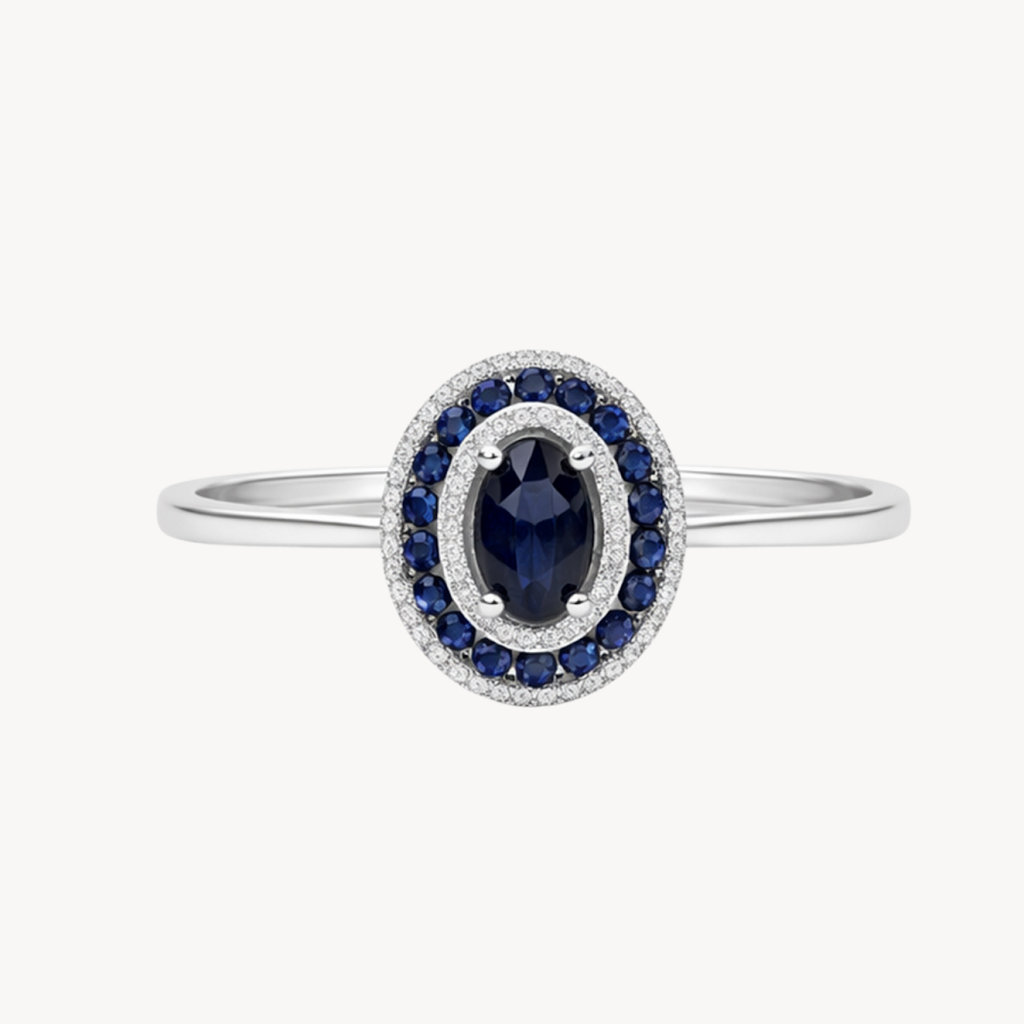 Lustrous Diamond & Sapphire Ring