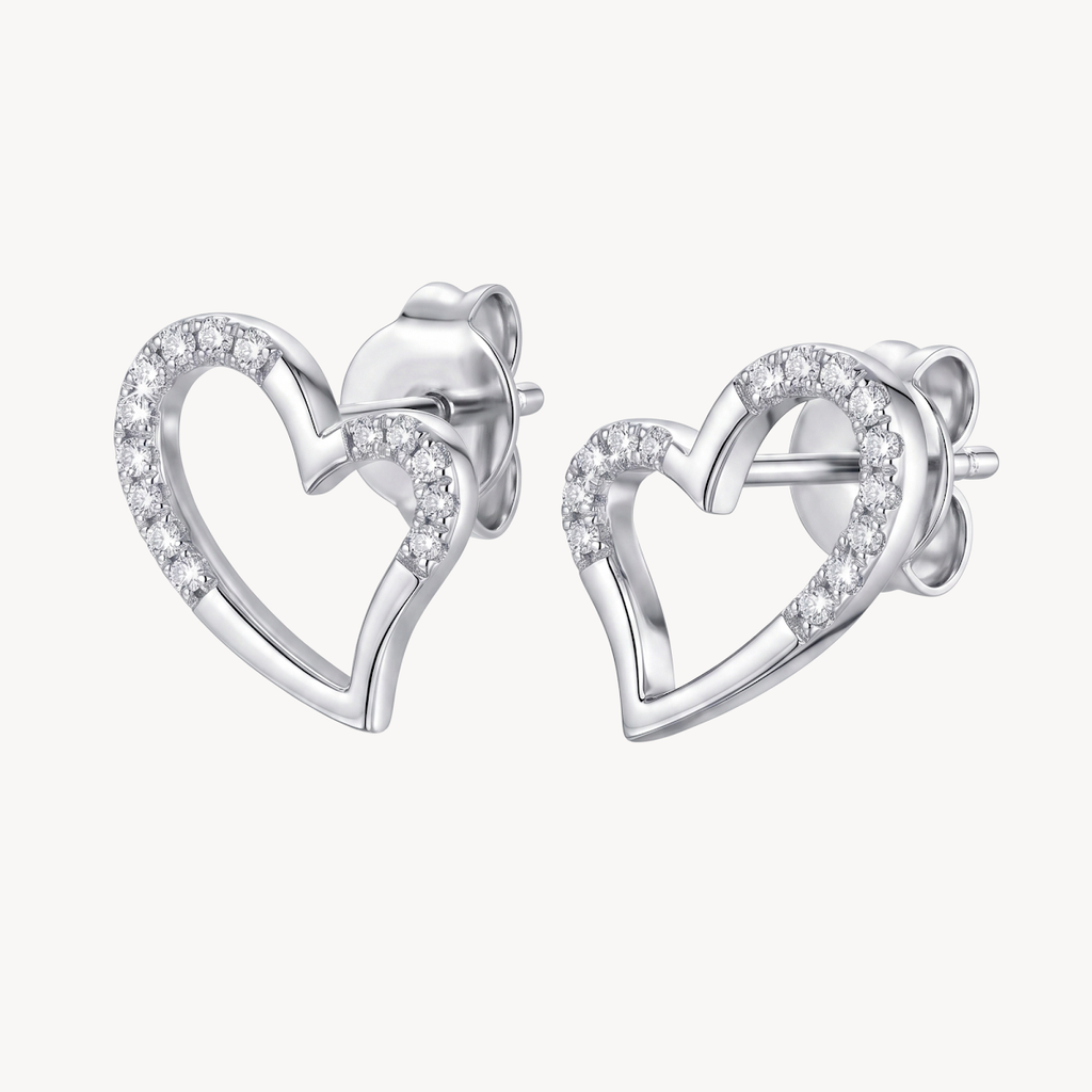 Diamond Heart Stud Earrings