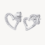 Diamond Heart Stud Earrings