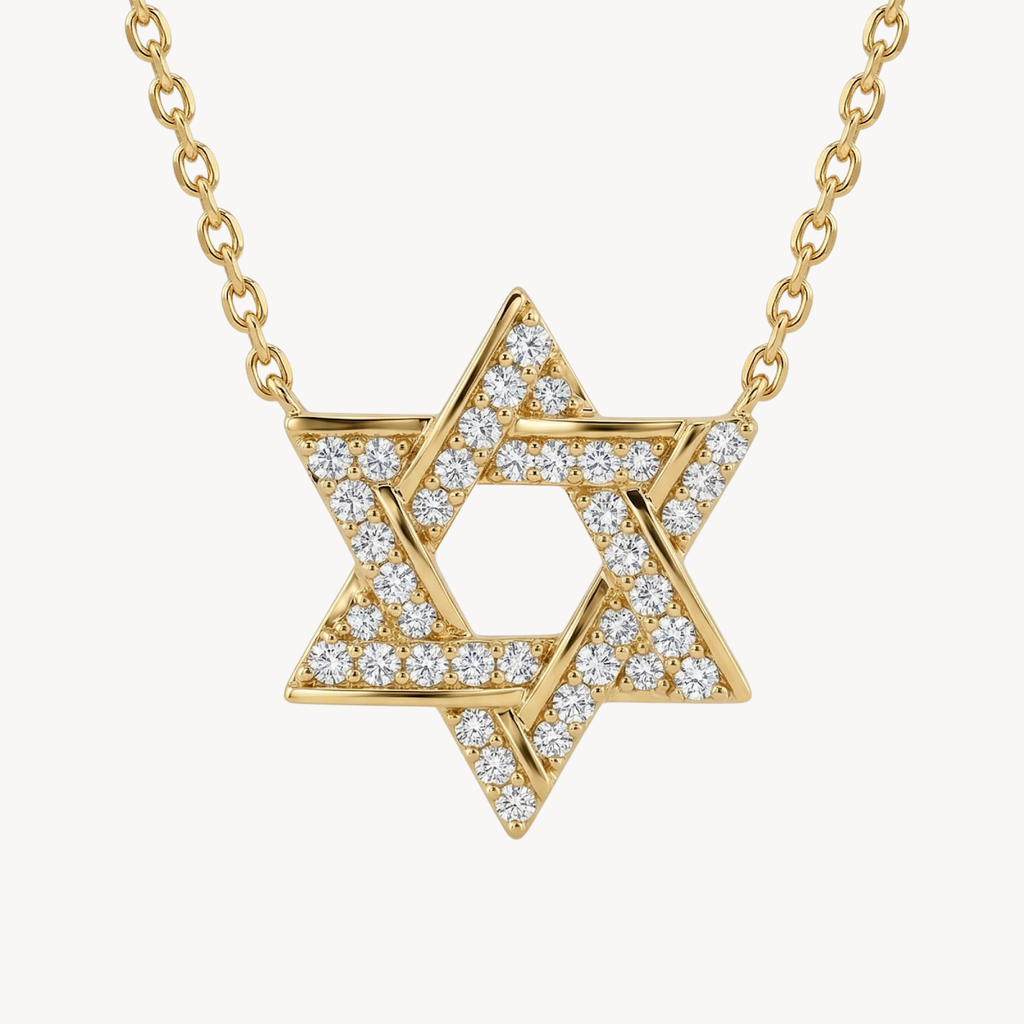 Classic Star of David Pave Diamond Necklace