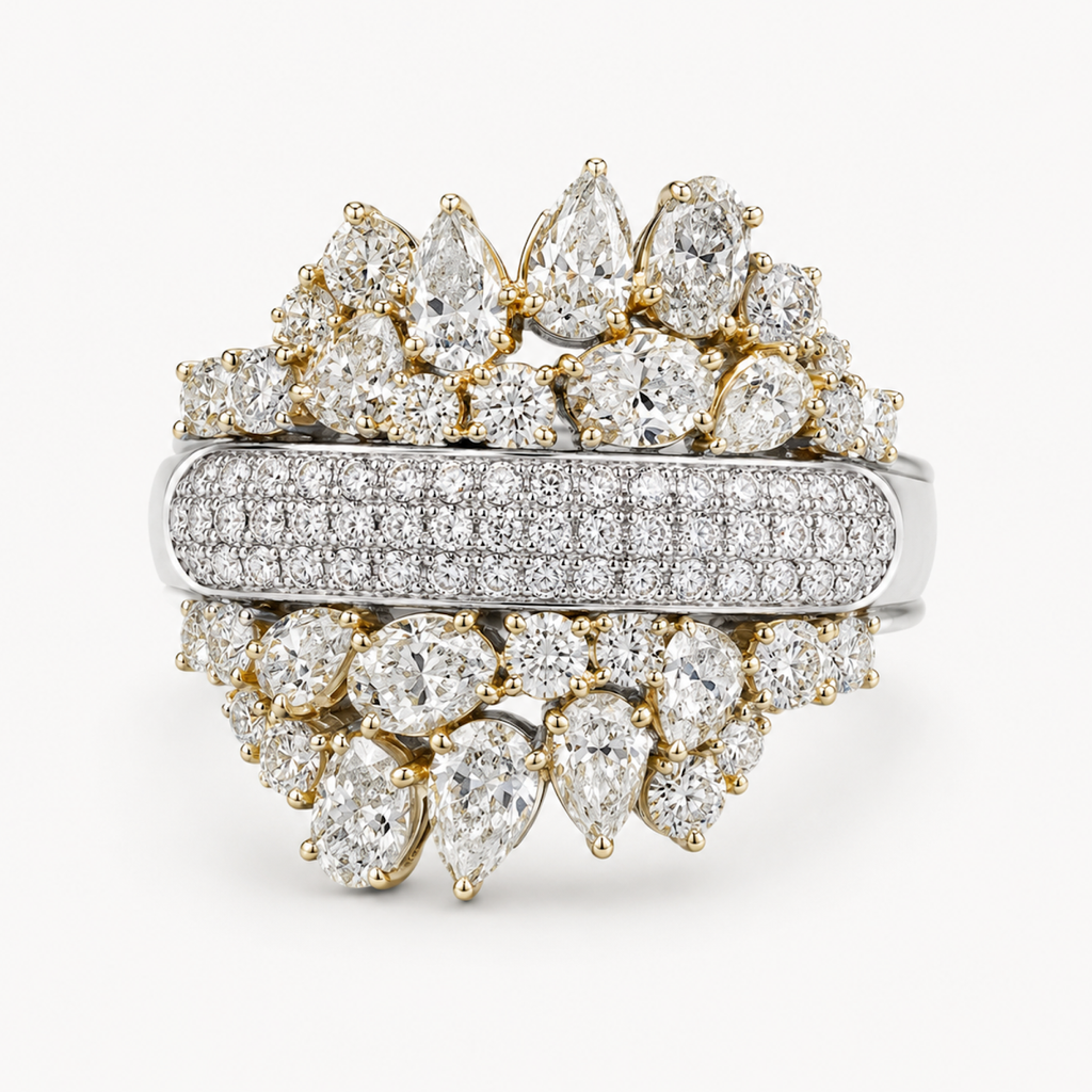 Opulent Two-Tone Diamond Ring