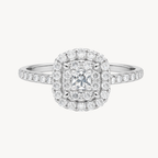 Classic Princess Cut Diamond Double Halo Ring
