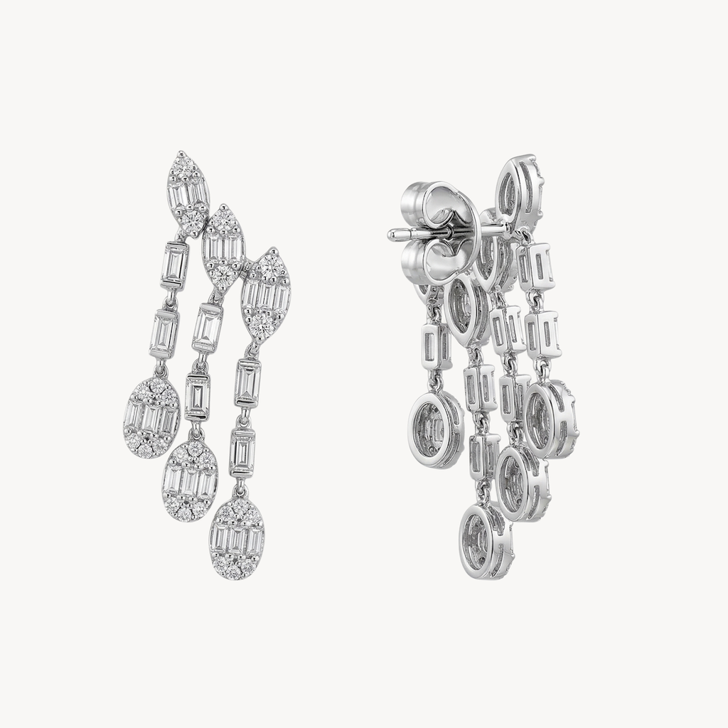 Mixed Cut Diamond Chandelier Drop Earrings