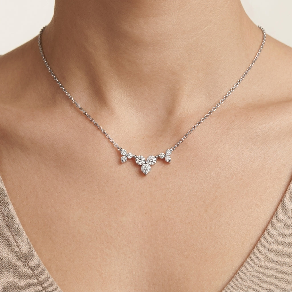 Luminous Diamond Necklace worn by model - Vicenza Miami