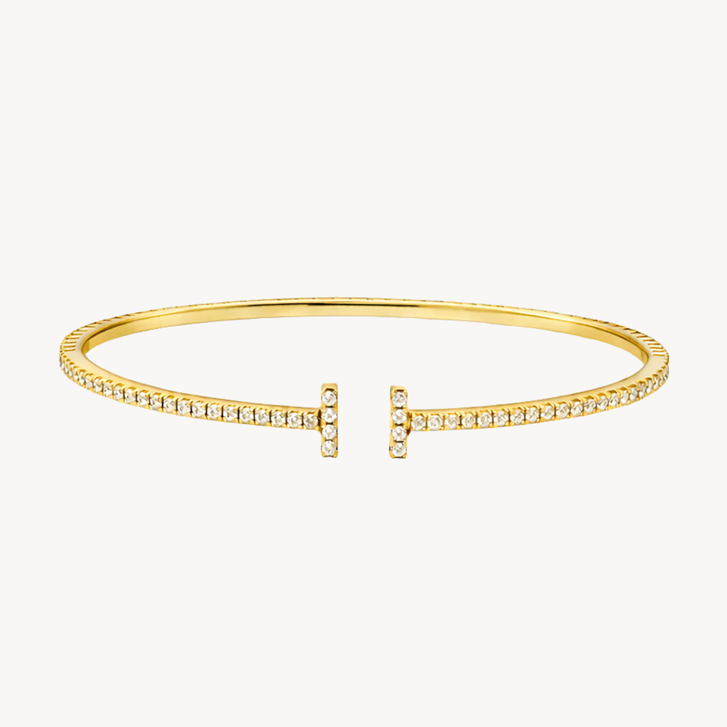 Diamond T Bar Open Cuff Bangle