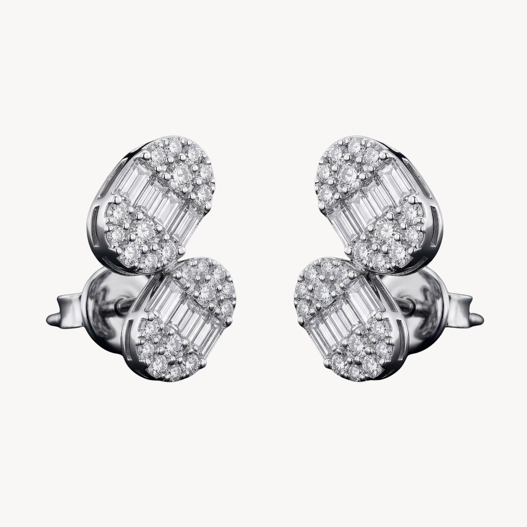 Petite Diamond Flower Cluster Stud Earrings