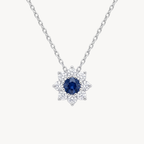 Blue Sapphire Diamond Flower Cluster Pendant
