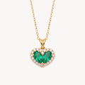 Heart Shaped Emerald Diamond Halo Pendant