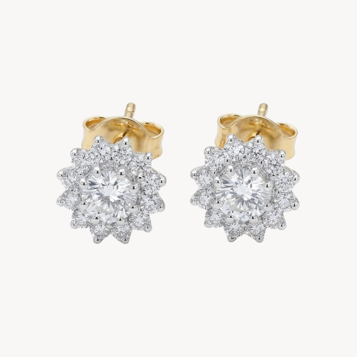 Round Diamond Flower Cluster Stud Earrings