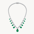 Emerald Pear Drop Diamond Tennis Necklace