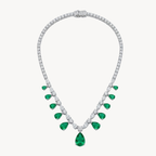 Emerald Pear Drop Diamond Tennis Necklace