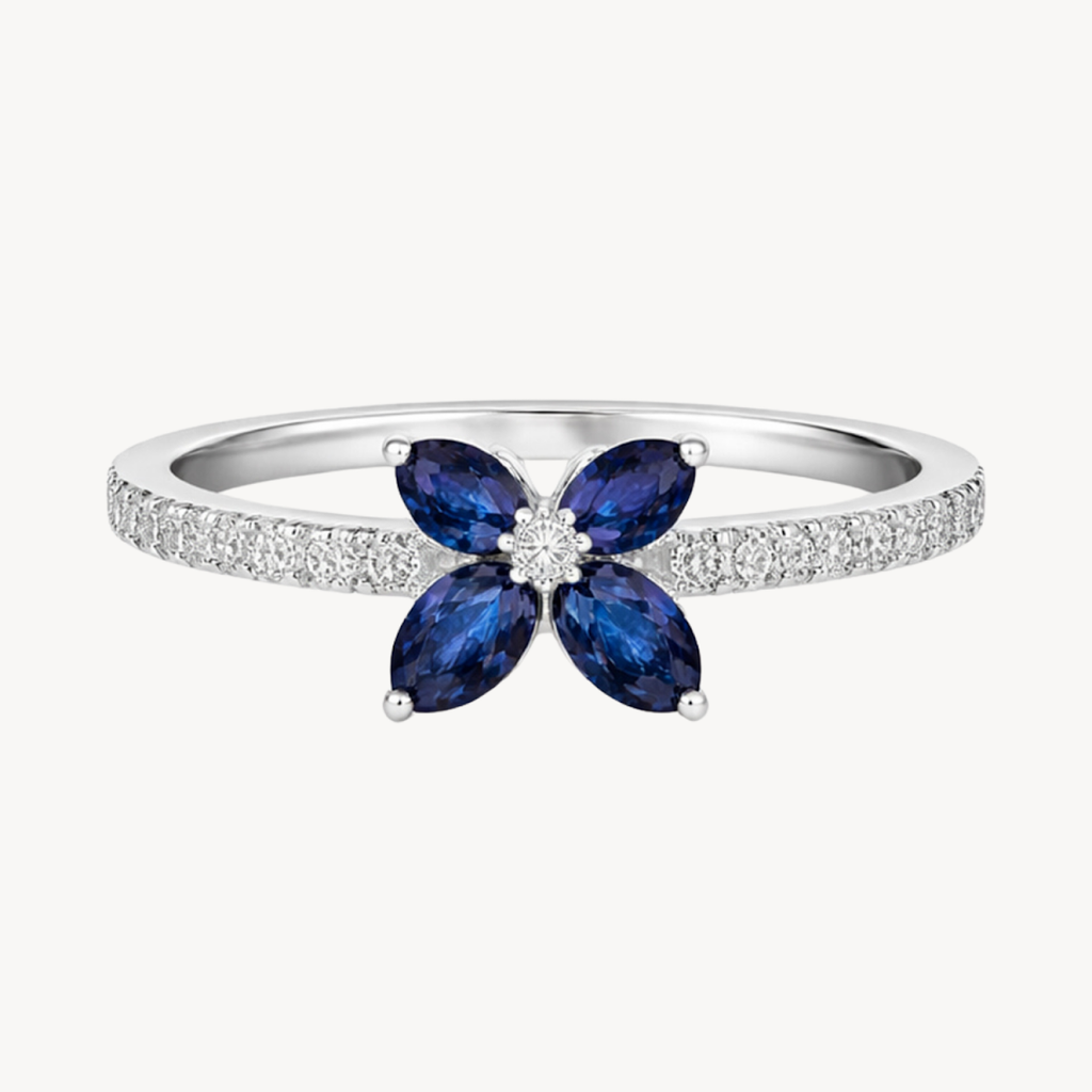 Ornate Blue Sapphire & Diamond Ring
