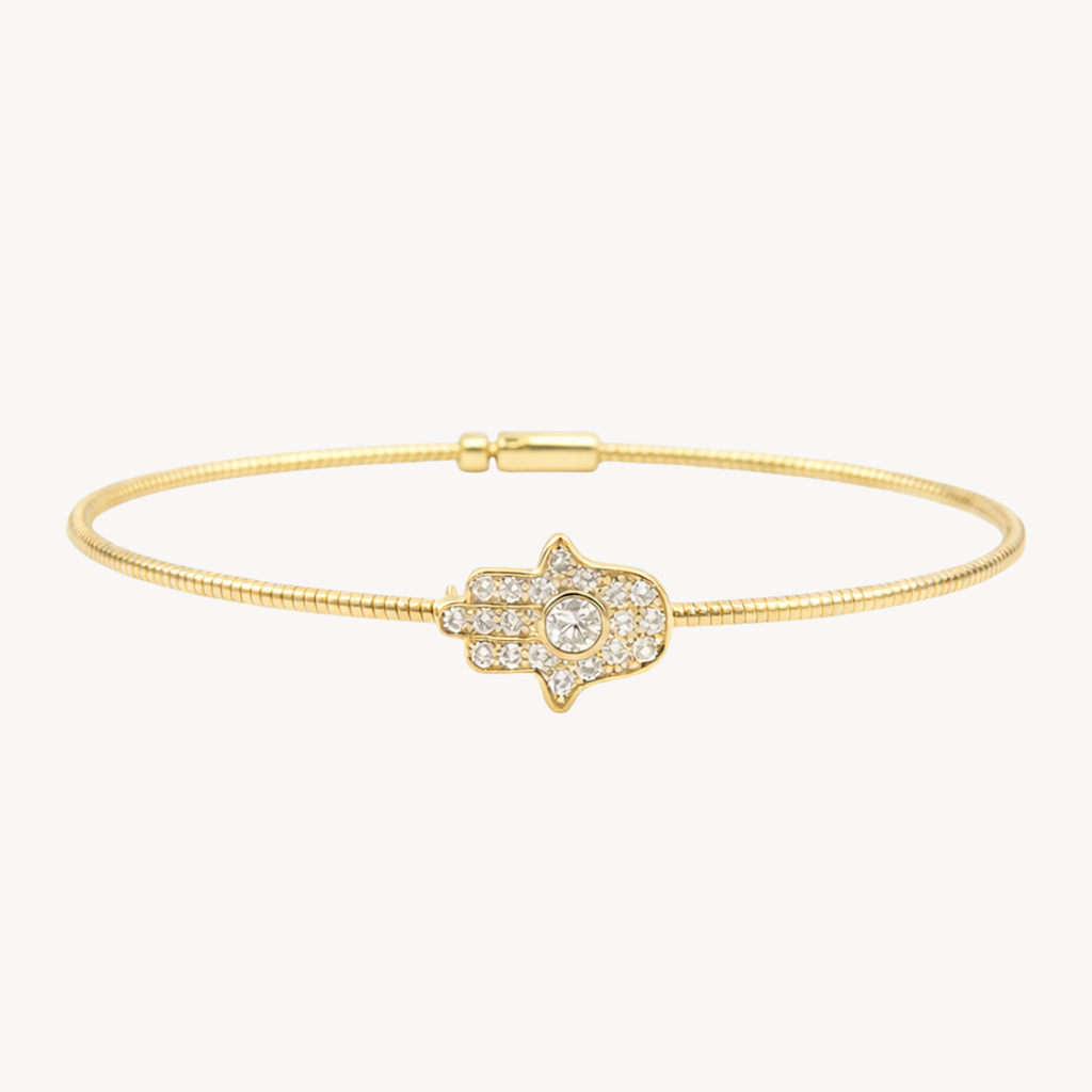 Hamsa Diamond Flex Bangle Yellow Gold - Vicenza Miami