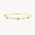 Turquoise Diamond Flower Station Hinged Bangle