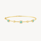 Turquoise Diamond Flower Station Hinged Bangle