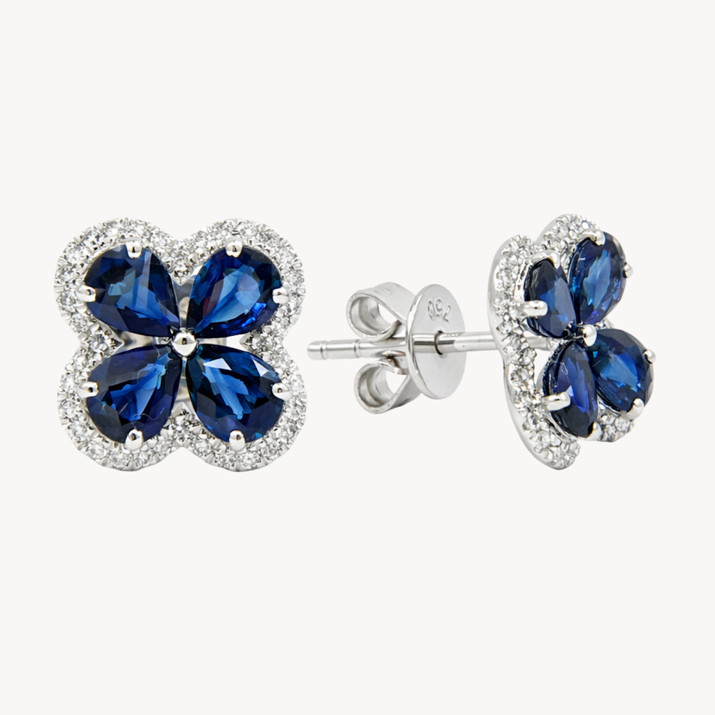 Imperial Blue Sapphire & Diamond Earring
