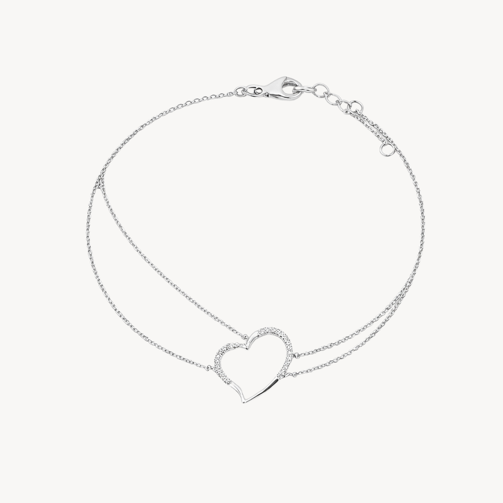 Diamond Heart Double Chain Bracelet