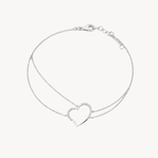 Diamond Heart Double Chain Bracelet