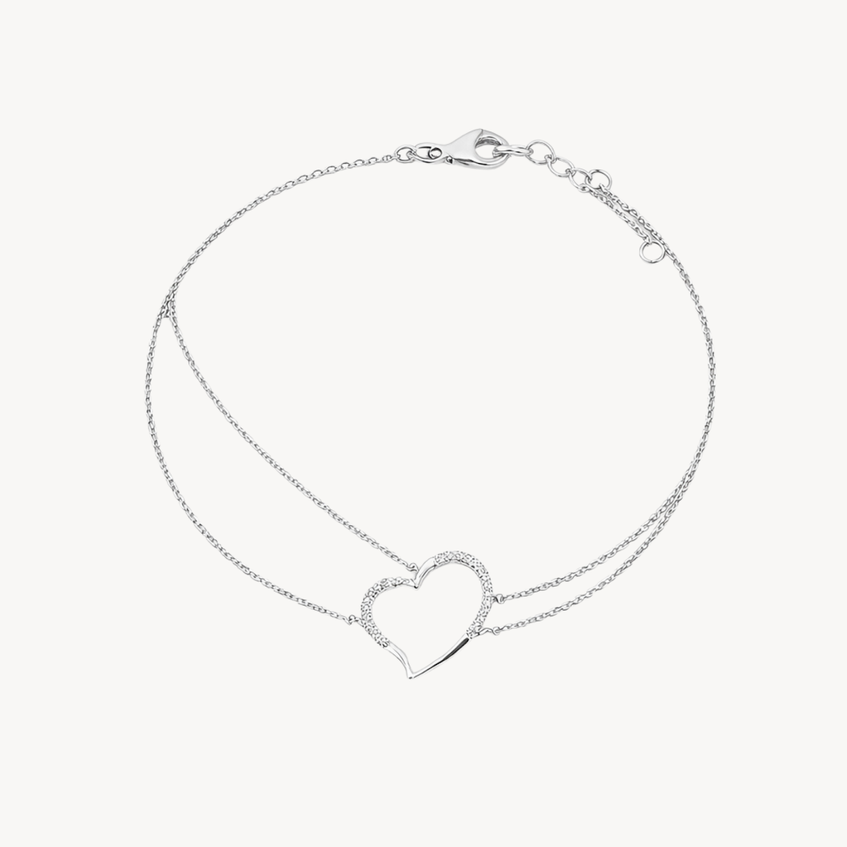 Diamond Heart Double Chain Bracelet