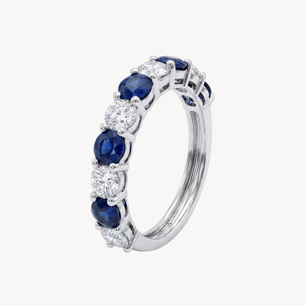 Blue Sapphire Diamond Alternating Band