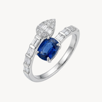 Oval Sapphire Baguette Diamond Bypass Ring