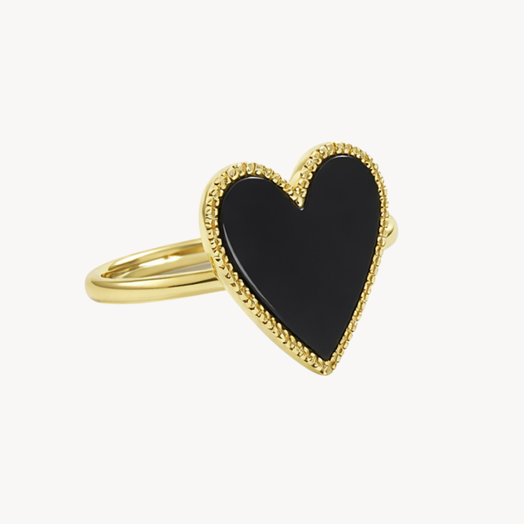 Heart Onyx & Diamond Ring