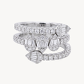 Diamond Baguette Cluster Triple Band Ring