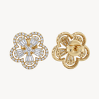 Classic Diamond Flower Cluster Stud Earrings