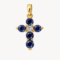 Opulent Cross Diamond & Sapphire Pendant