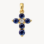 Opulent Cross Diamond & Sapphire Pendant