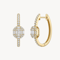Baguette Diamond Cluster Huggie Hoop Earrings