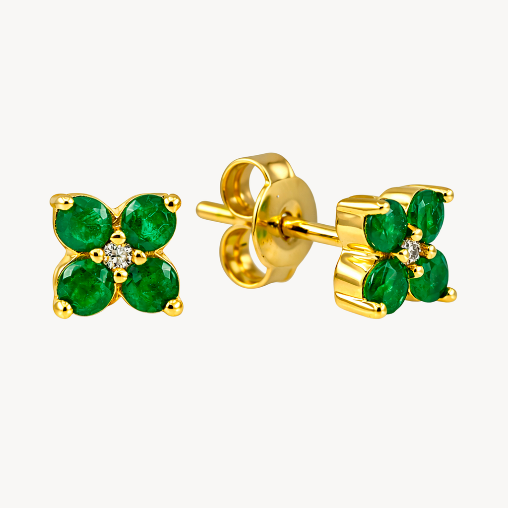 Graceful Diamond & Emerald Earring