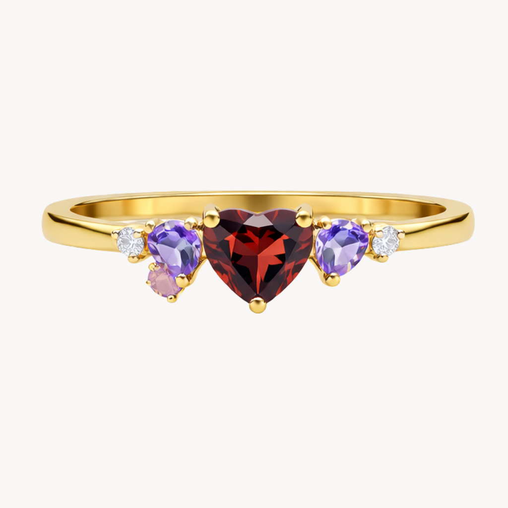 Petite Diamond & Semi precious & Topaz & Garnet Ring