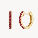 Ruby Pave Huggie Hoop Earrings