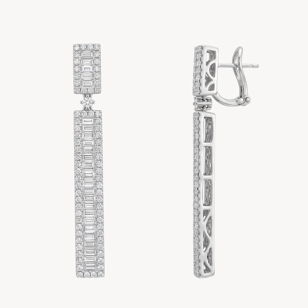 Baguette Diamond Double Drop Earrings