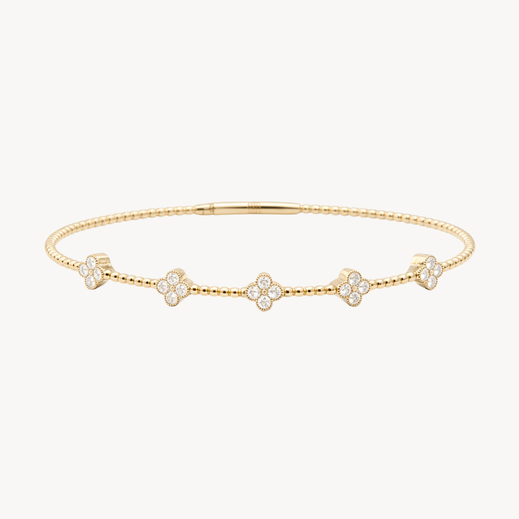 Petite Diamond Clover Station Bangle