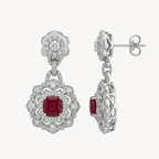 Ruby Diamond Ornate Chandelier Drop Earrings