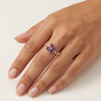 Regal Diamond & Semi precious Ring Yellow Gold Diamond worn by model - Vicenza Miami