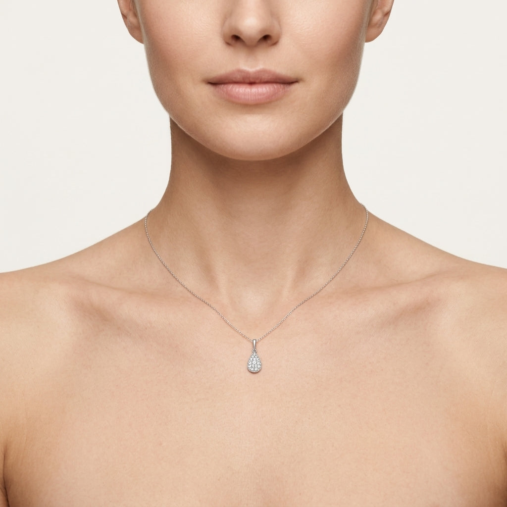 Petite Diamond Pendant worn by model - Vicenza Miami