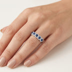 Adorned Diamond & Sapphire Ring worn by model - Vicenza Miami