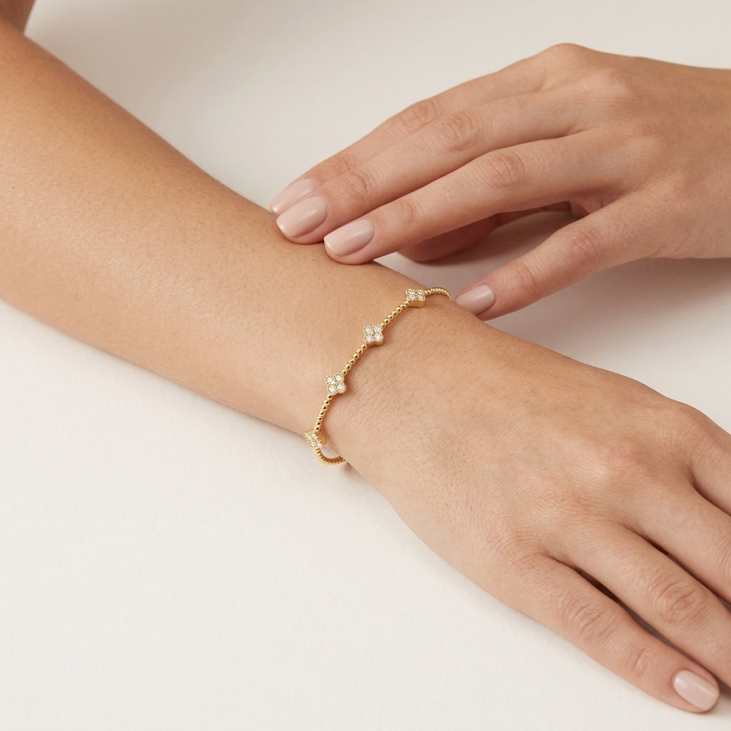 Opulent Diamond Bangle worn by model - Vicenza Miami