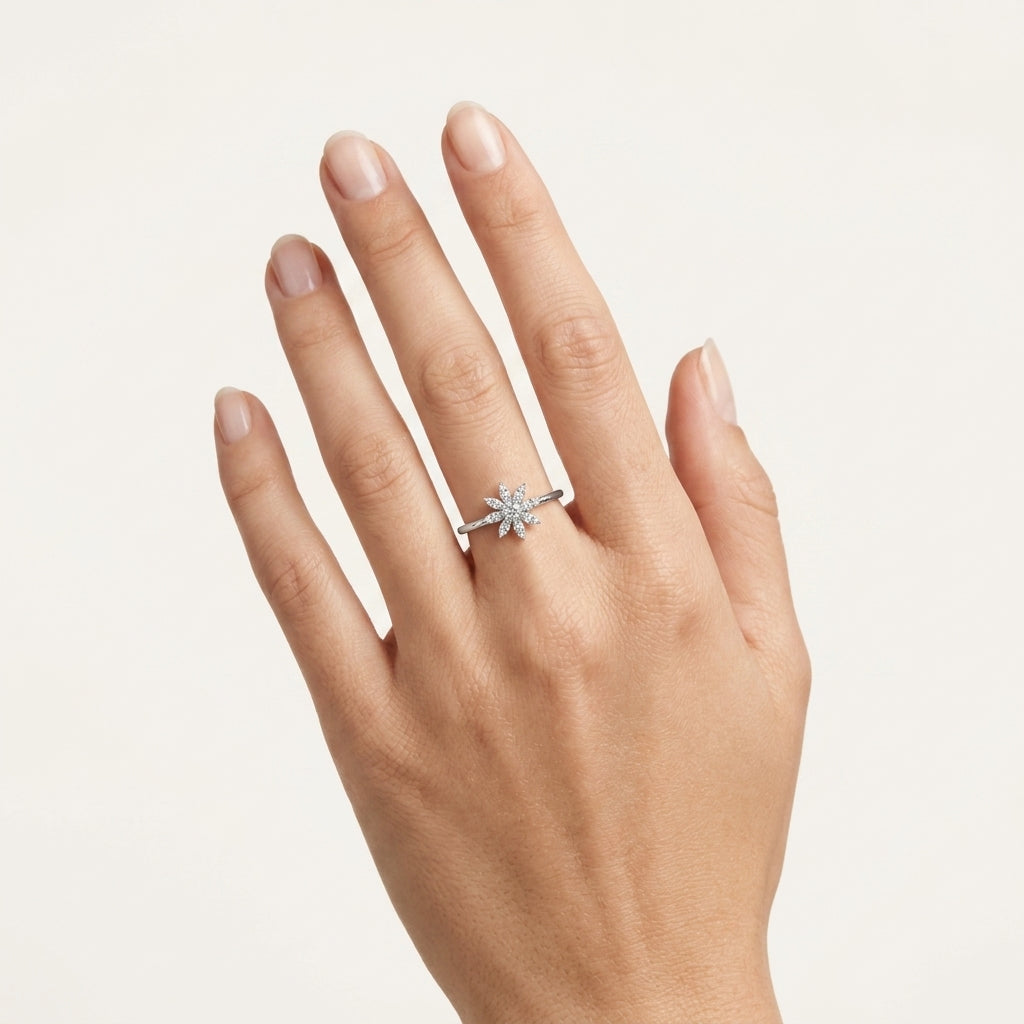 Regal Diamond Ring White Gold Diamond I worn by model - Vicenza Miami
